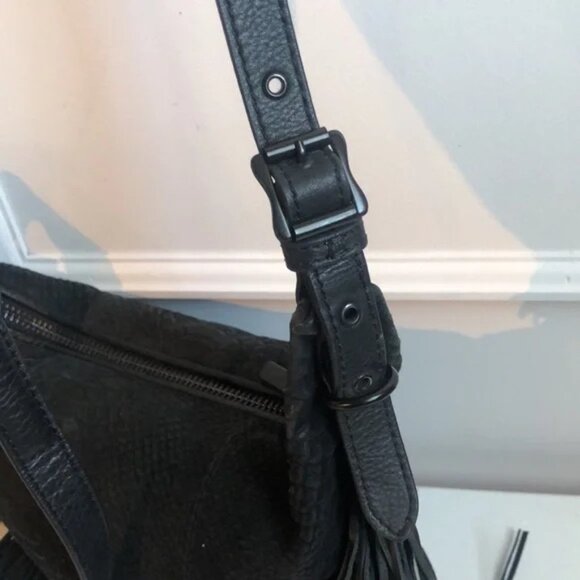 Ash Bo Black Python-Embossed Fringe Crossbody - Picture 6 of 15